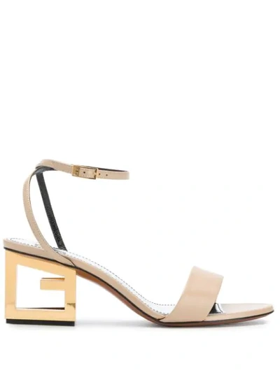 Shop Givenchy G Heel Leather Sandals In Neutrals