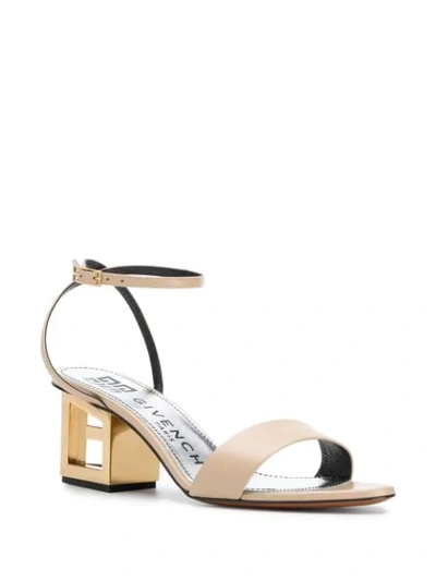 Shop Givenchy G Heel Leather Sandals In Neutrals