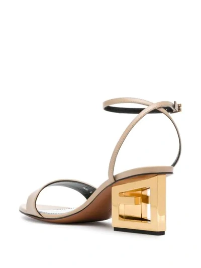 Shop Givenchy G Heel Leather Sandals In Neutrals