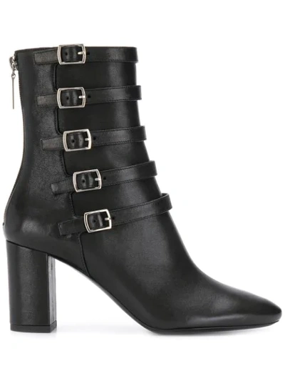 Shop Saint Laurent Lou 75 Ankle Buckle Boots In Black