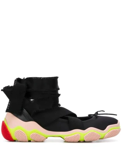 Shop Red Valentino Ankle Tie Low-top Sneakers In Black