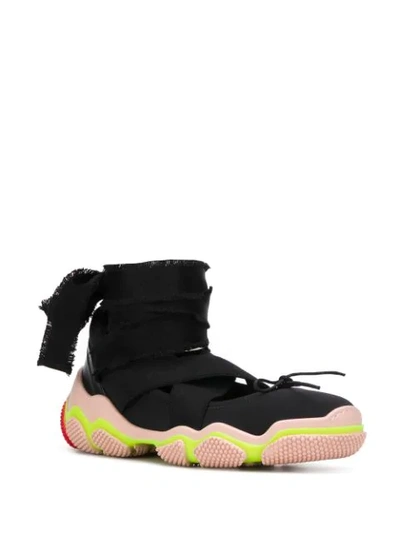 Shop Red Valentino Ankle Tie Low-top Sneakers In Black