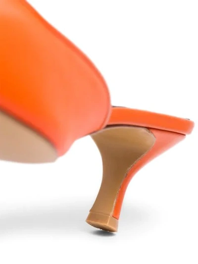 Shop Salondeju Lizard-effect Low-heel Mules In Orange