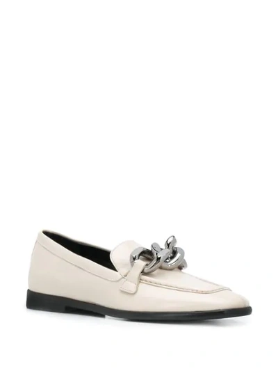 Shop Casadei Chunky Chain Loafers In Neutrals