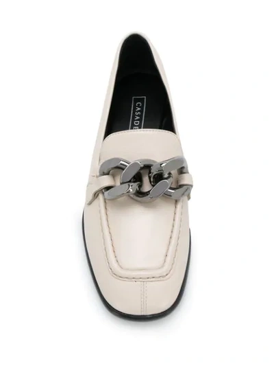 Shop Casadei Chunky Chain Loafers In Neutrals