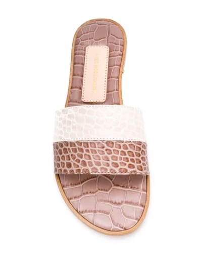 Shop Avec Modération Crocodile Embossed Sandals In Neutrals