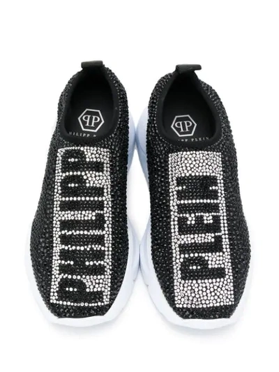 Shop Philipp Plein Crystal Low Top Sneakers In Black