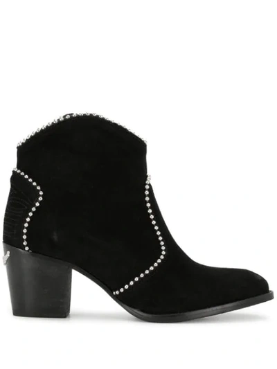 Shop Zadig & Voltaire Stud-embellished Western Ankle Boots In Black