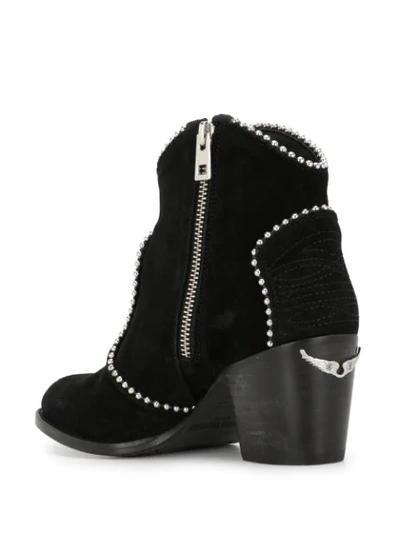 Shop Zadig & Voltaire Stud-embellished Western Ankle Boots In Black