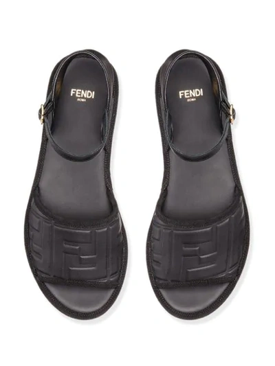 Shop Fendi Embossed Ff Motif Platform Sandals In Black