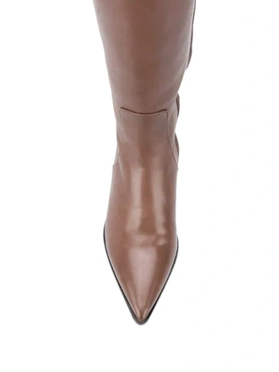 Shop Brunello Cucinelli Pointed Toe Knee-high Boots In Brown