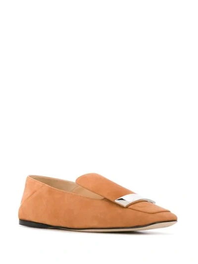 Shop Sergio Rossi Branded Plaque Loafers In Neutrals