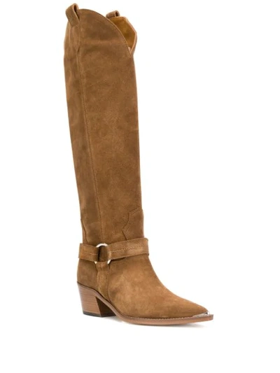 Shop Via Roma 15 Knee-length Block Heel Boots In Brown