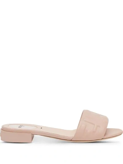Shop Fendi Debossed-logo Slide Sandals In Pink