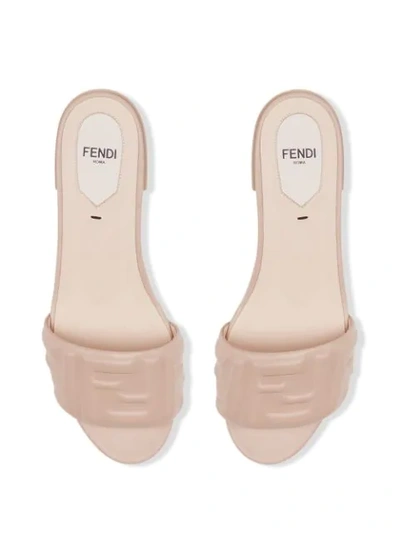 Shop Fendi Debossed-logo Slide Sandals In Pink