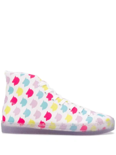 Ireneisgood 10mm Unicorn Print Cotton Hi Top Sneaker In White
