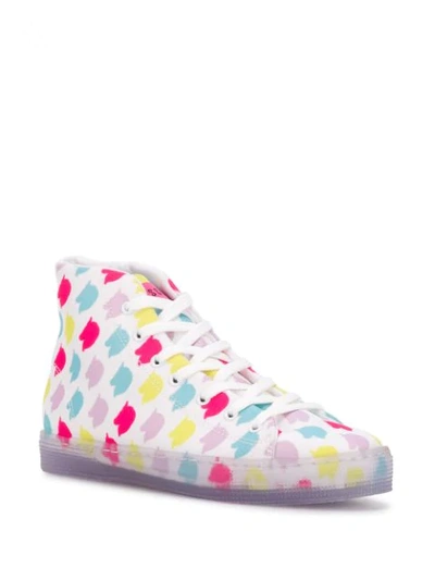 Ireneisgood 10mm Unicorn Print Cotton Hi Top Sneaker In White