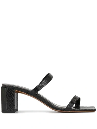 Shop By Far Tanya Snake-print Sandals In Brown