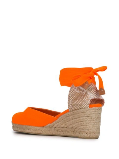 Shop Castaã±er Carina Wedge Sandals In Orange