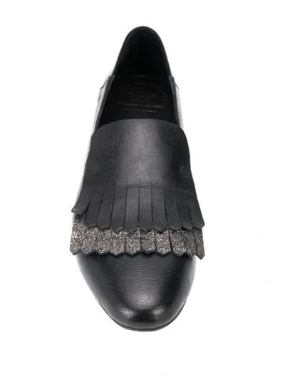 Shop Officine Creative Lila Glitter-fringed Loafers In Black