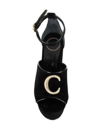 Shop Chloé Logo Plaque 135mm Sandals In Black