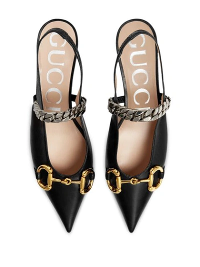 Shop Gucci Horsebit-detail Slingback Pumps In Black