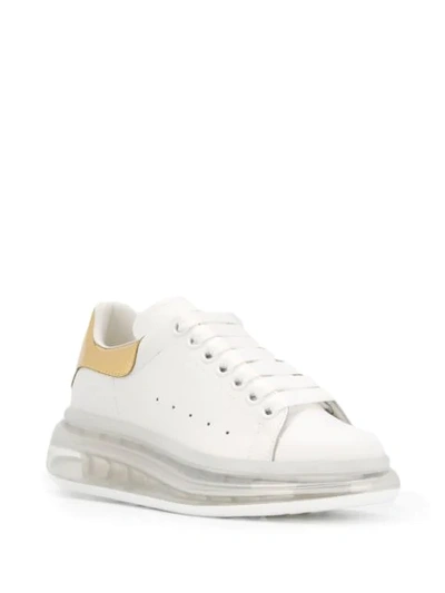 Alexander Mcqueen Metallic-trimmed Leather Exaggerated-sole Sneakers In White