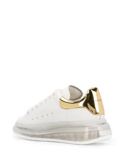 Alexander Mcqueen Metallic-trimmed Leather Exaggerated-sole Sneakers In White