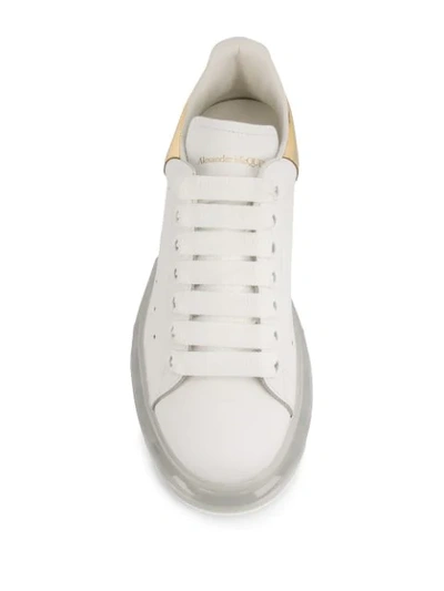 Alexander Mcqueen Metallic-trimmed Leather Exaggerated-sole Sneakers In White