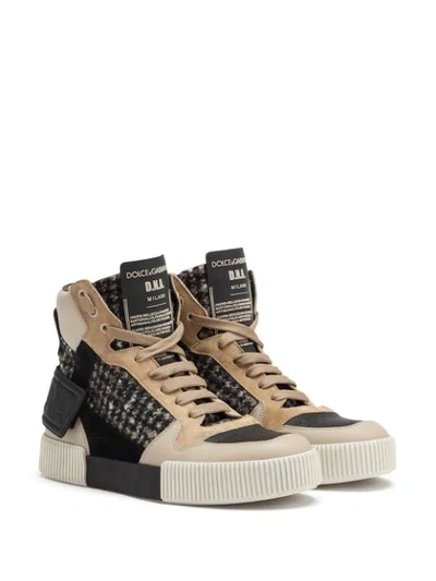 Shop Dolce & Gabbana Miami Houndstooth High-top Sneakers In Neutrals