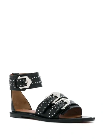 Shop Givenchy Studded Buckled Flat Sandals In Black