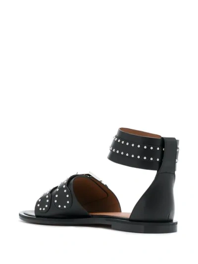 Shop Givenchy Studded Buckled Flat Sandals In Black