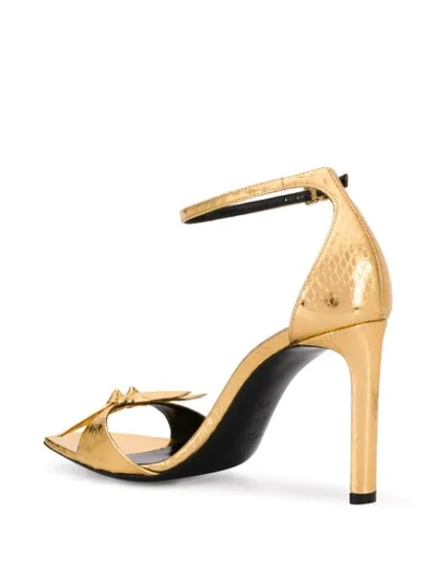 Shop Saint Laurent Bea Bow Details Sandals In Gold