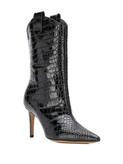 Shop Alexandre Vauthier Wayne 85mm Crocodile-effect Ankle Boots In Black
