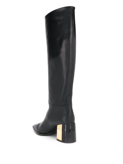Shop Casadei Pointed-toe Knee-length Boots In Black