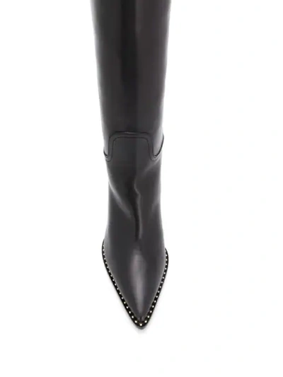 Shop Casadei Pointed-toe Knee-length Boots In Black