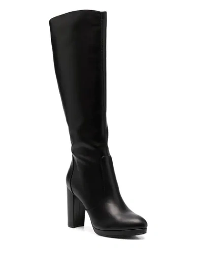 Shop Buffalo Marie Block Heel Knee Boots In Black