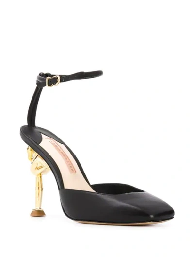 Shop Sophia Webster Flo Flamingo Leather Pumps In Black