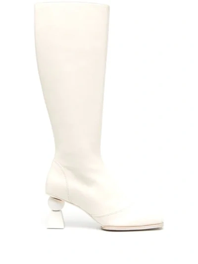 Shop Jacquemus Open Square Toe Boots In White