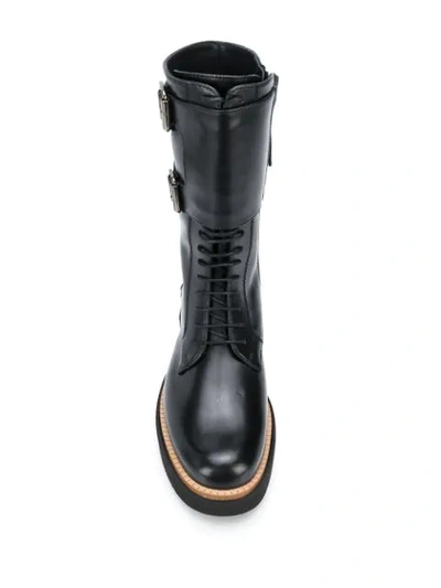 Paloma Barceló Paloma Barcelò Combat Boot In Black Nappa With Buckles In Black