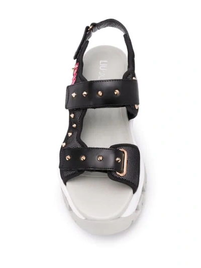 Shop Liu •jo Studded Platform Sole Sandals In Black