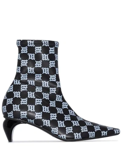 Shop Misbhv Square Slicer 45mm Monogram Ankle Boots In Black
