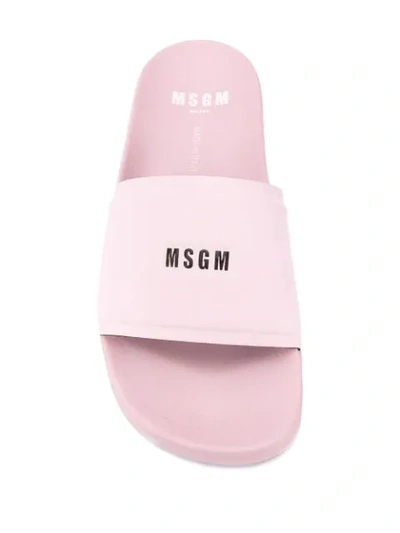 Shop Msgm Logo-print Slides In Pink