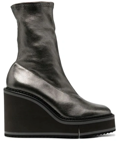 Shop Clergerie Bliss Wedge Boots In Silver
