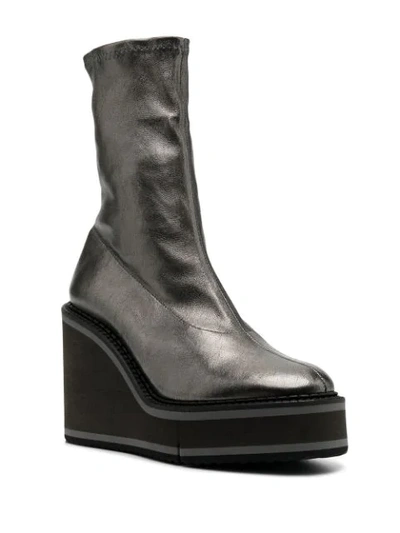 Shop Clergerie Bliss Wedge Boots In Silver