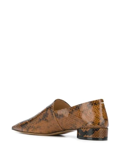 Shop Maison Margiela Snakeskin-print Pointed Loafers In Brown
