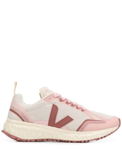 Shop Veja Panelled Low Top Trainers In Pink