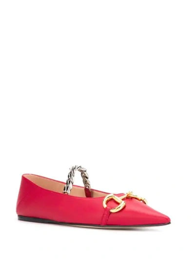 Shop Gucci Deva Horsebit Ballerina Shoes In Red