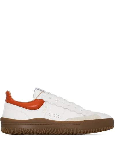 Shop Chloé Colour-block Leather Sneakers In White