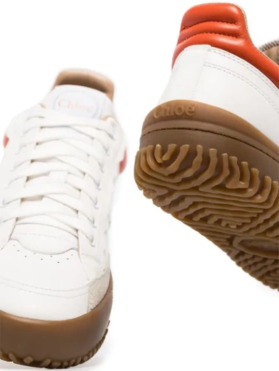 Shop Chloé Colour-block Leather Sneakers In White